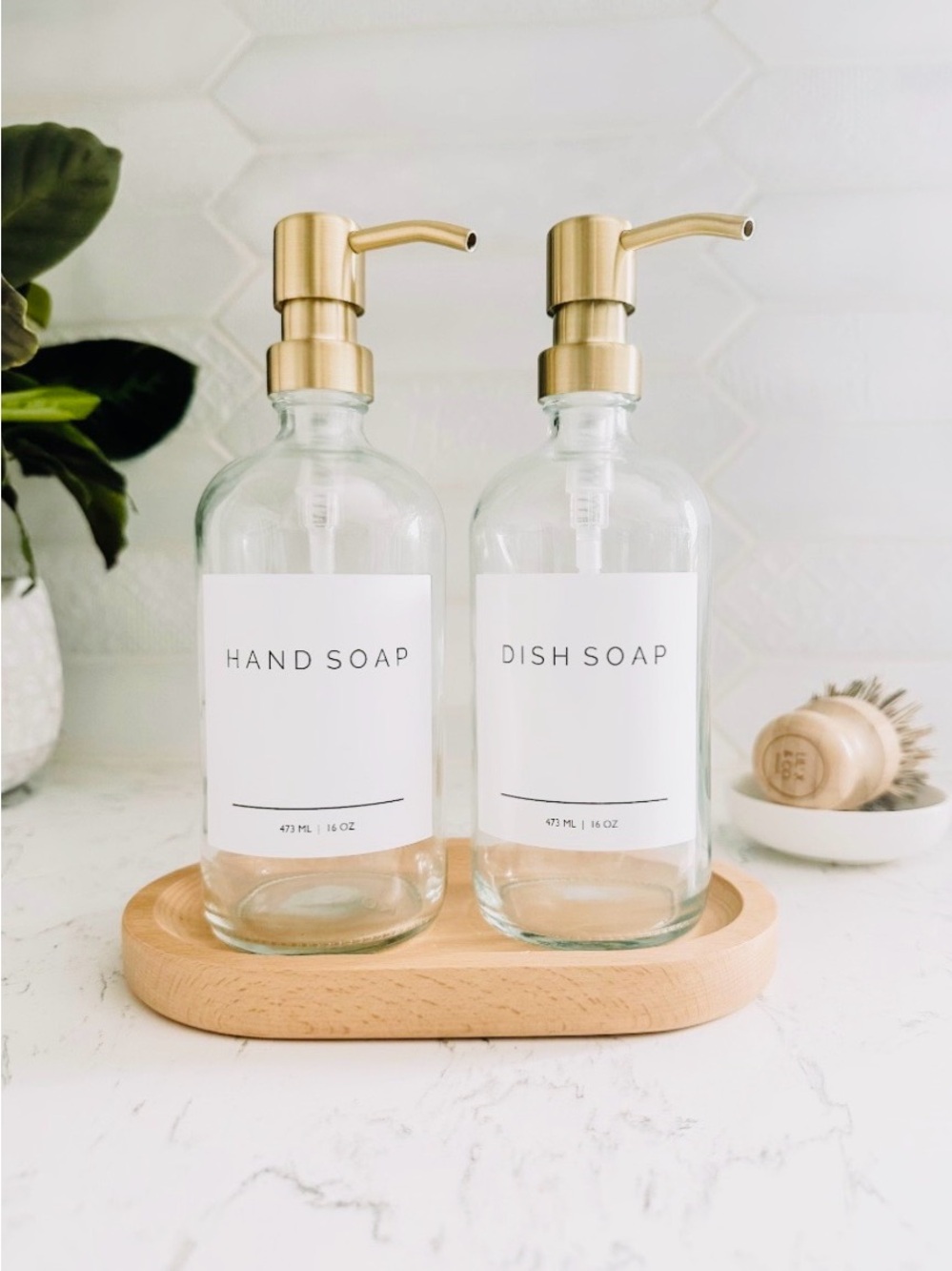 Maisonovo Clear Glass Dispensers with Gold-toned Pumps - Set of 2